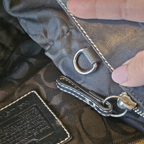 VTG Y2K COACH Black Nylon Leather Tote Purse Bag 5150 Classic Preppy Minimalist - Picture 11 of 13